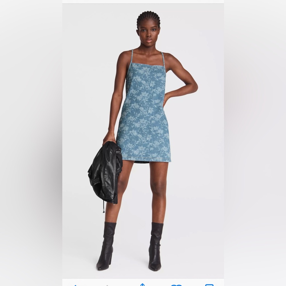 NWT Rag and bone Laser Floral Tie denim Dress.Made in a lightweight denim, Sz Xs